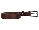 Kép 2/4 - 3 cm széles, szélein nyomott mintás barna egész bőr öv szerelhető csatja 129 cm
