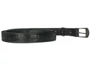 Kép 4/5 - 3 cm széles egész bőr, vadász motívumos fekete öv, 132 cm vadász csattal
