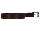 Kép 3/5 - 4 cm széles egész bőr barna öv vadász motívumos csattal 125 cm