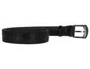 Kép 3/5 - 4 cm széles egész bőr fekete öv vadász motívumos csattal 125 cm