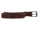 Kép 2/4 - 3 cm széles egész bőr, fonott mintás közép barna öv, 130 cm