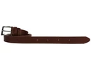 Kép 3/4 - 3 cm széles, szélein nyomott mintás barna egész bőr öv lyukasztása 133 cm