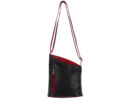 Ferde tetejű fekete-piros bőr női táska eleje