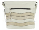 Fengda f6756 drapp csíkos fehér női táska eleje
