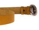 Kép 5/5 - 4 cm széles, ovál csatos okkersárga egész bőr öv, 130 cm