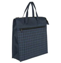 Kék apró kockás bevásárló táska