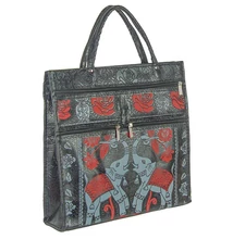 Elefánt mintás fekete műbőr bevásárló táska