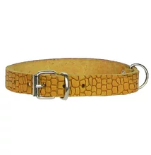15 mm széles pikkely mintás sárga bőr nyakörv