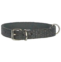15 mm széles pikkely mintás fekete bőr nyakörv