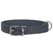 15 mm széles pikkely mintás sötétkék bőr nyakörv