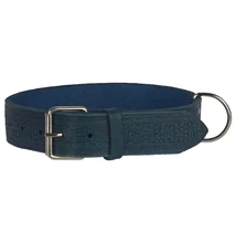 4 cm széles pikkelymintás kék bőr nyakörv