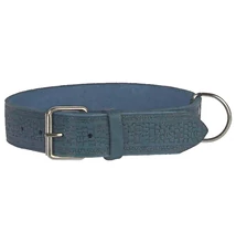 4 cm széles pikkelymintás középkék bőr nyakörv