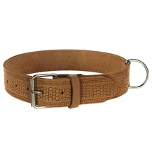 4 cm széles sötét natúr bőr nyakörv