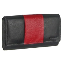 Gina monti 8691 piros betétes fekete bőr pénztárca