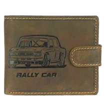 Rally Lada nyomással díszített nyers marhabőr pénztárca