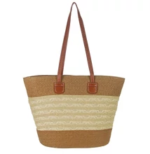 44-2 világos drapp betétes barna női nyári táska