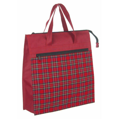 Piros kockás bordó bevásárló táska