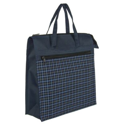 Kék apró kockás bevásárló táska