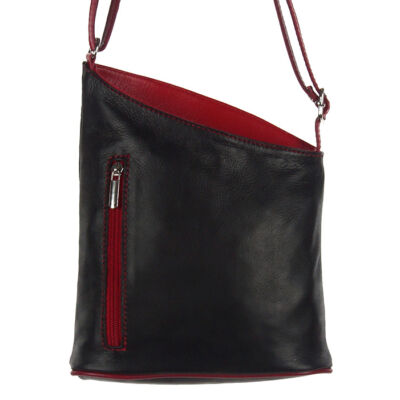 Ferde tetejű fekete-piros bőr női táska