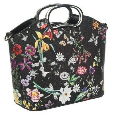 A 6026 hl virágmintás fekete női táska