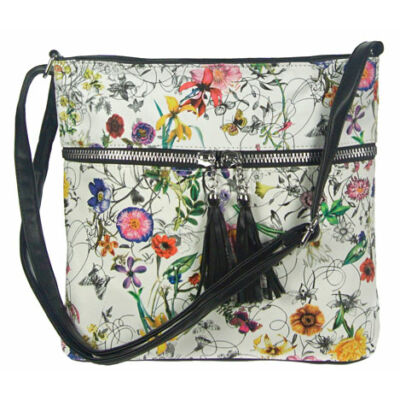 Urban style 127 virágos fehér-fekete női táska