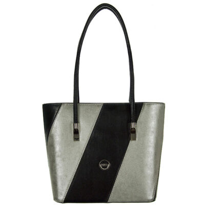 VIA55 1411-fekete-ezüst rostbőr táska