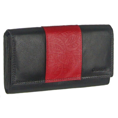 Gina monti 8691 piros betétes fekete bőr pénztárca