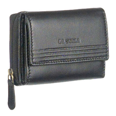 LaScala tgn36 kicsi fekete női bőr pénztárca