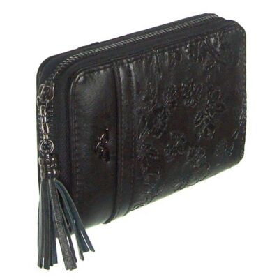 XTD T025 fekete virágos pénztárca