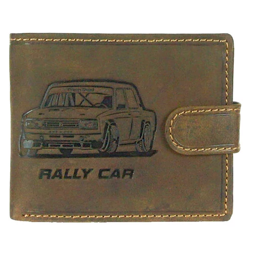 Rally Lada nyomással díszített nyers marhabőr pénztárca