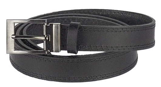 3 cm széles egész bőr, szélein duplán varrott fekete öv, 140 cm Gaston