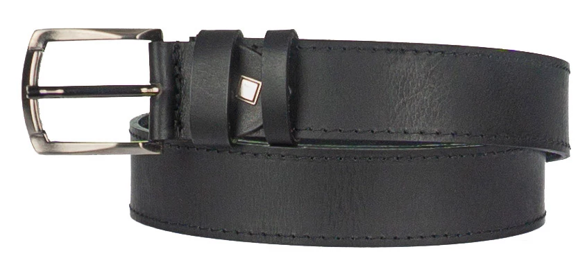 4 cm széles szélein varrott fekete bőr öv, 125 cm Gaston