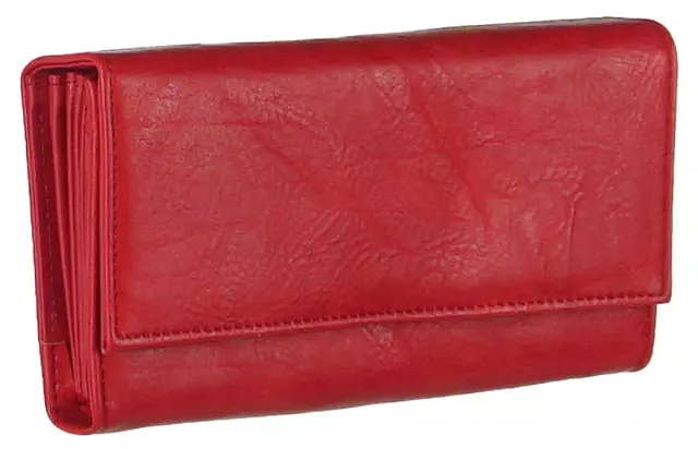 19 cm hosszú piros műbőr brifkó,  pincér pénztárca