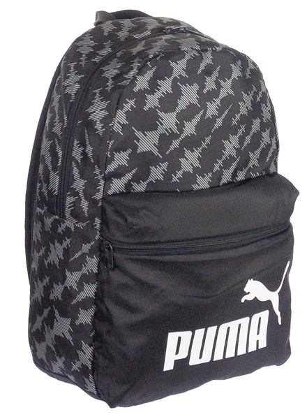 1 + 1 zsebes szürke mintás fekete vászon hátizsák Puma