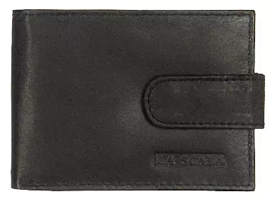 RFID fektetett, kapcsos fekete bőr kártyatartó 22 db hellyel Lascala