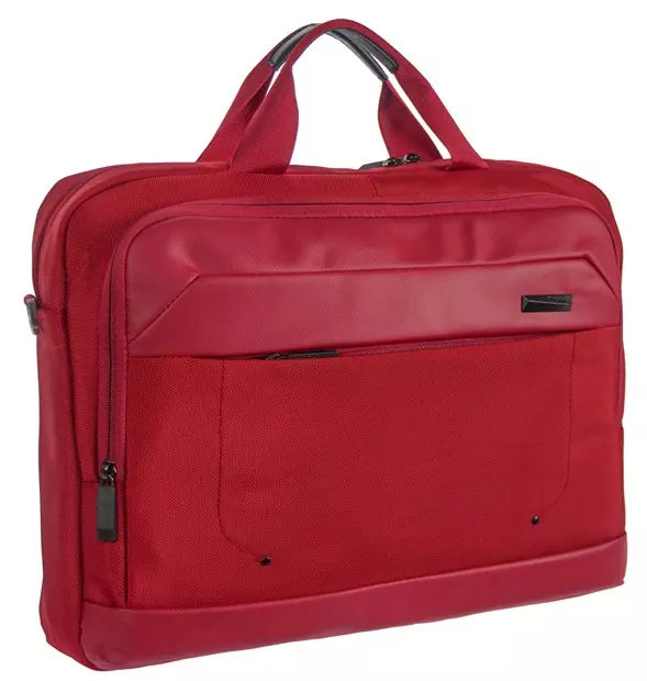 Műbőrrel kombinált piros laptoptartós gyöngyvászon táska Aoking