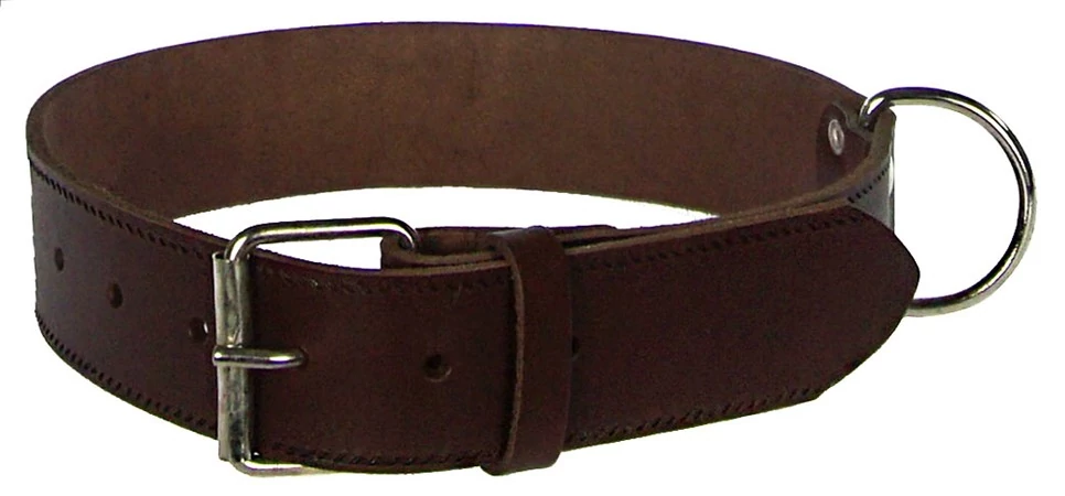 4 cm széles szélnyomott sötétbarna bőr nyakörv