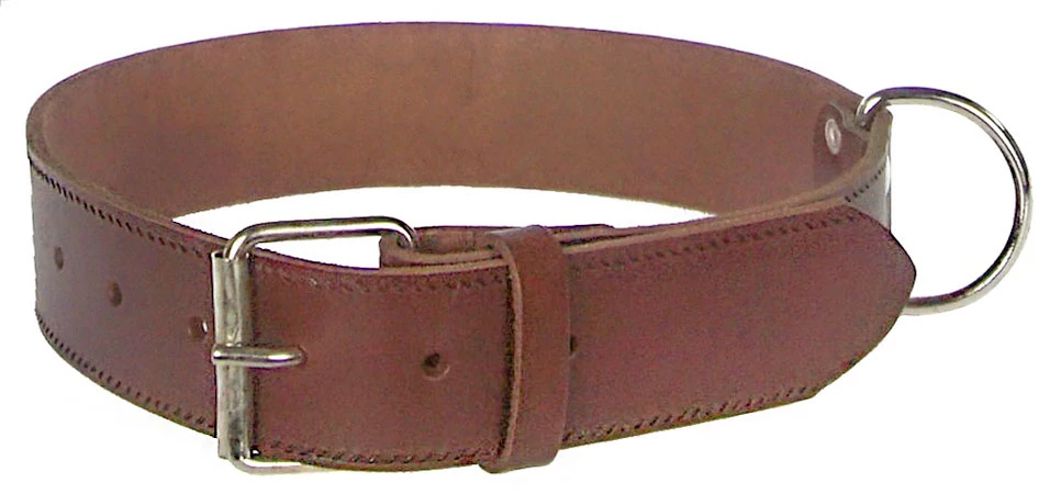 4 cm széles szélnyomott közép barna bőr nyakörv