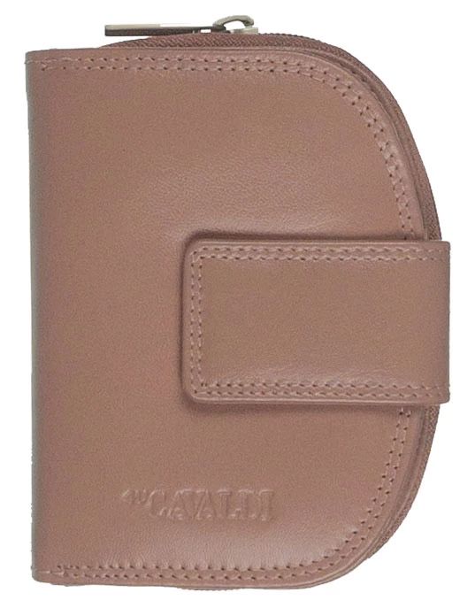 Kisebb méretű, libegő lapos pink bőr pénztárca Cavaldi