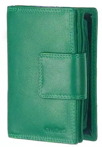 Praktikus elrendezésű, jól használható fűzöld színű bőr pénztárca Gina Monti