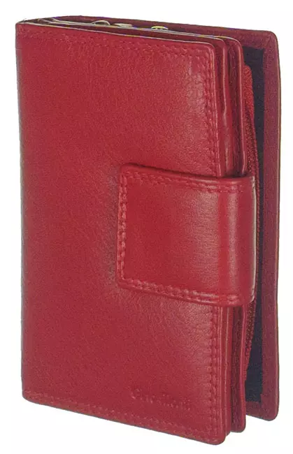 Praktikus elrendezésű, jól használható piros bőr pénztárca Gina Monti