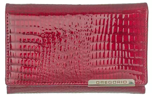 Közepes méretű krokómintás piros lakkbőr pénztárca kártyatartó résszel Gregorio