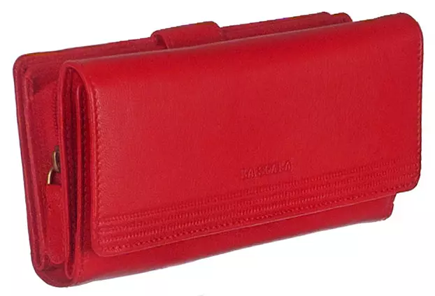 Nagy méretű piros színű női bőr pénztárca LA SCALA