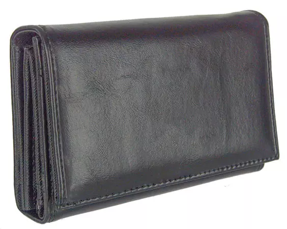 Közép méretű kombinált fekete műbőr pénztárca