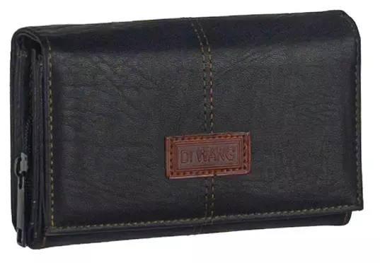 Közép méretű kombinált sötétbarna műbőr pénztárca