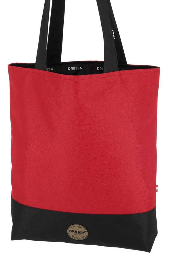 Piros-fekete textil shopper fazonú női válltáska Dressa